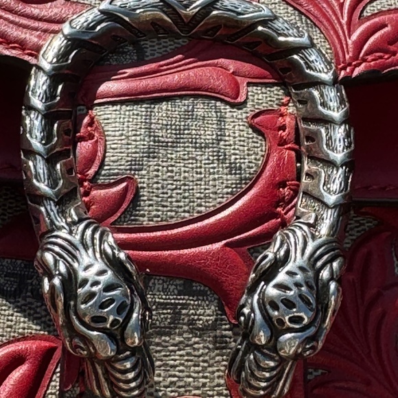 Gucci Dionysus GG Matelassé Shoulder Bag – Red Baroque Leather Appliqué - Picture 6 of 6